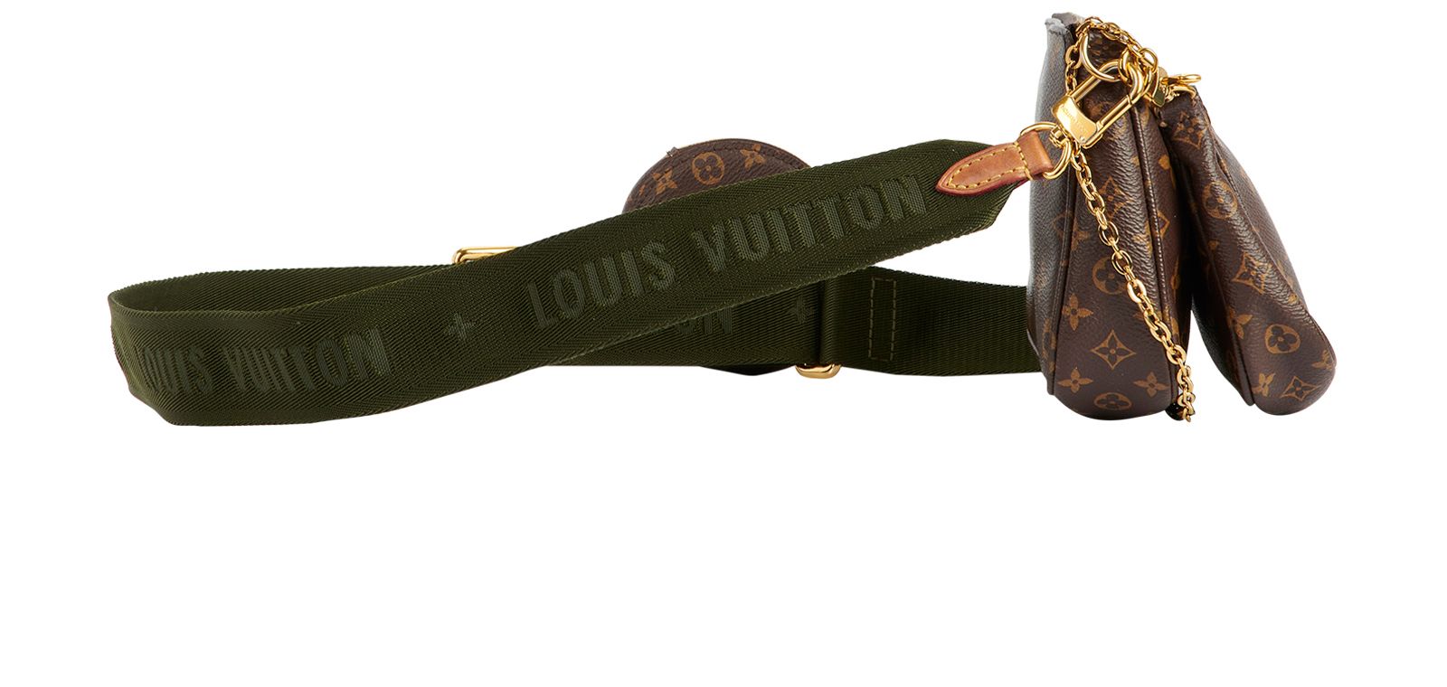 Multi Pochette Accessoires, &pound;1,100, Handbags, Brown/Green, Coated Canvas, Side view